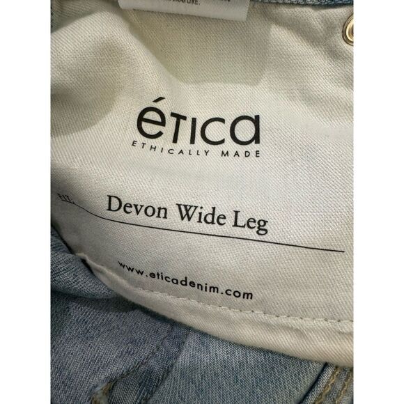 Etica Denim Devon Wide Leg Crop Jeans Size 26 Distressed High Rise Light Wash - Picture 8 of 8